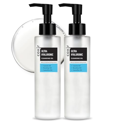 coxir ULTRA HYALURONIC CLEANSING OIL l Korean Facial Cleanser, Blackhead Makeup Removal with Hyaluronic Acid, Cruelty Free, Hydrating, Smoothing, Calming, Moisturizing [5.07 Fl.oz(pack of 2)]