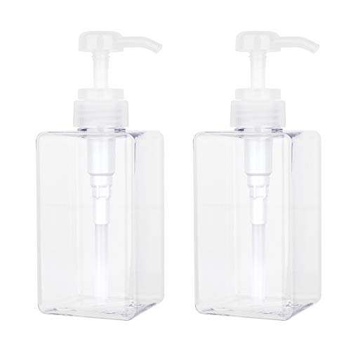 Refillable Pump Bottle 15oz Clear 2-Pack | BPA-Free Soap Dispenser