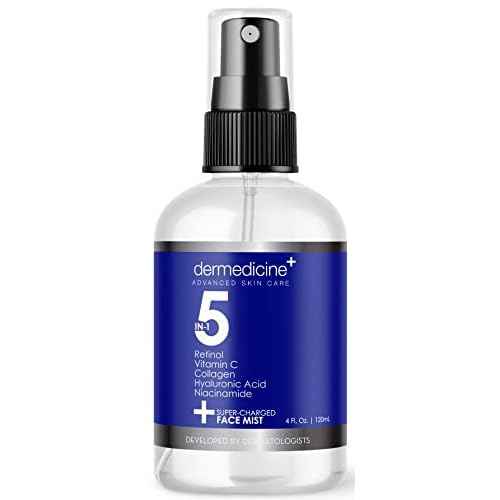 5 in 1 Super Charged Anti-Aging Face Mist w/Retinol, Vitamin C, Collagen, Hyaluronic Acid & Niacinamide | Hydrates, Refreshes & Brightens for a More Glowing Complexion | 4 fl oz, 120 ml