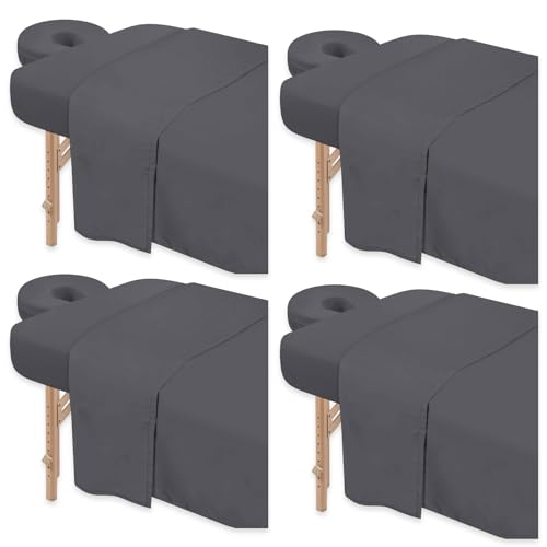 4-Piece Microfiber Massage Table Sheet Set with Face Rest Cover