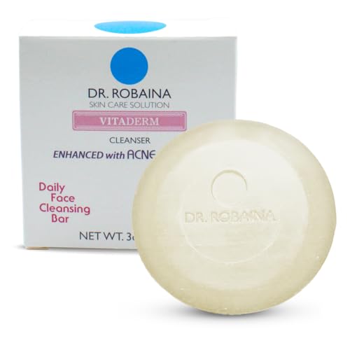 Dr. Robaina VITADERM¢â Daily Face Cleansing Bar for Acne Reduction & Soothing Sensitive Skin, Gentle Cleanser with Vitamins & Tea Tree, Suitable for Acne-Prone Skin, Made in the USA, 3oz.
