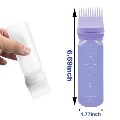 ELANE 4 Pack Root Comb Applicator Bottle for Hair Oil & Dye