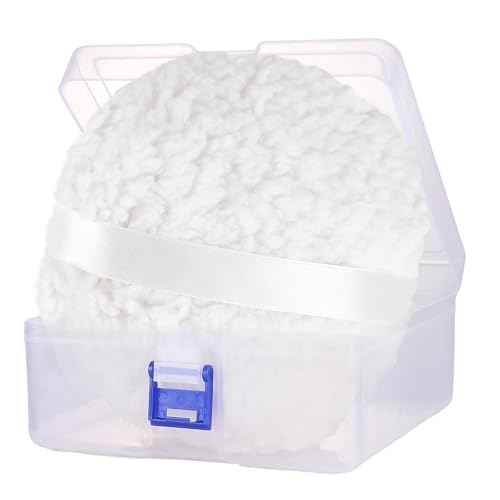 Powder Puff, 6'' Body Powder Puff and Container,Fluffy Soft Extra Large Powder Puff for Body Powder,White