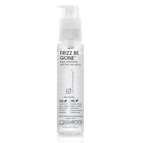GIOVANNI ECO CHIC Frizz Be Gone - Super Smoothing Anti-Frizz Hair Serum, Adds Shine, Seals in Color, Infused with Natural Botanical Ingredients, Salon Quality, No Parabens - 2.75 fl oz (1 Pack)