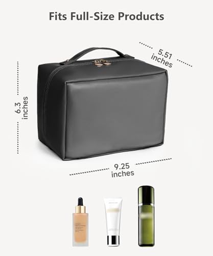 Travel Makeup Bag, 180° Flat Open Cosmetic Organizer, Large Capacity