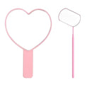 Heart-Shaped Handheld Mirror Set with Lash Mirror, Pink