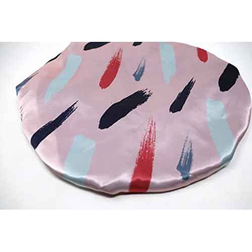 Glow By Daye Satin Bonnet, Double-Layered and Adjustable Satin Sleep Cap, Extra Large, Reversible Free Spirit Pink Brushstrokes