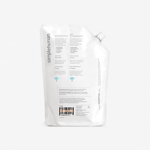 simplehuman Cucumber Moisturizing Liquid Hand Soap Refill Pouch, 34 Fl. Oz, Pack of 6