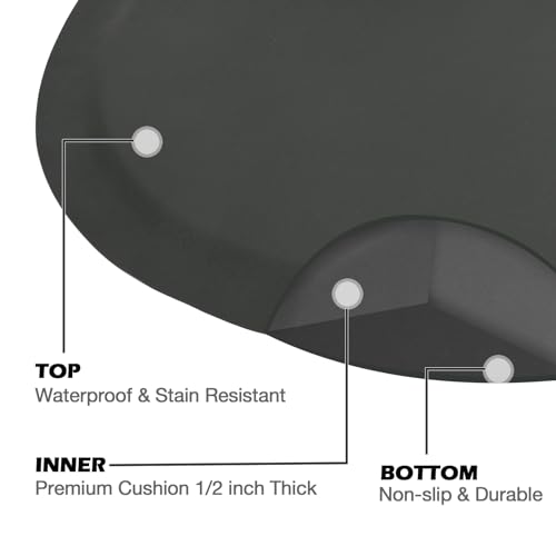 Anti Fatigue Semi Circle Salon Mat for Hair Stylist Anti-Slip Antique Series Salon & Barber Shop Chair Floor Mat (2.5' x 3.5' x 1/2'', Black)
