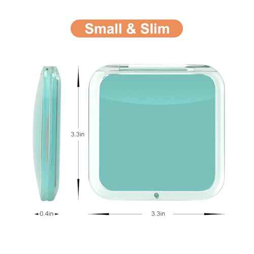 Compact 15X Magnifying Makeup Mirror for Travel, Small Pocket Mirror-Handheld, Foldable & Portable 2-Sided with 15X Magnifying and 1X Mirror for Purses - Square 3.3 x 3.3 inch (Green)