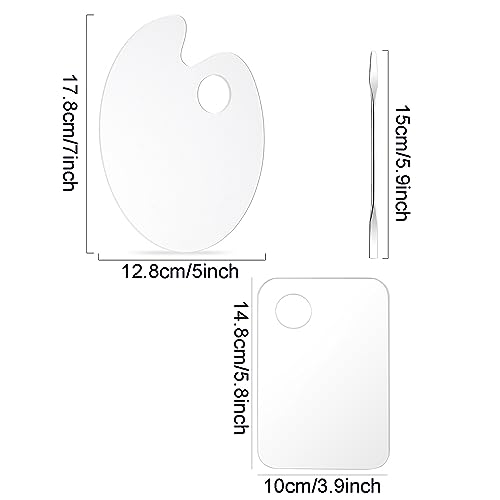 2 Pcs Acrylic Cosmetic Makeup Palette + 1 Pc Makeup Spatula, Makeup Mixing Tray Apply for Foundation Nail Art Beauty Salon Color Cream Liquid Mixing Art Palette