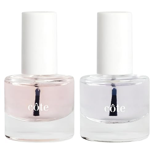 Cote Beauty Nail Strengthener Base Coat & Quick Dry Nail Polish Top Coat Bundle, Strengthens Nails, Fast-Drying Glossy Finish, Chip-Resistant, Long-Lasting, Vegan & Cruelty-Free, 0.27 fl oz Each