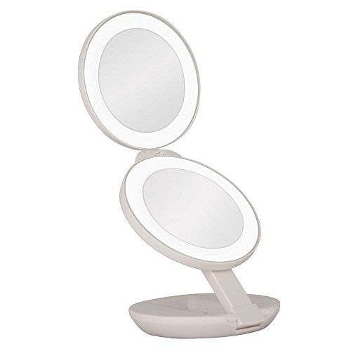 Zadro 4.5" Round LED Compact Mirror 10X/1X Travel Mirror with Lights and Magnification 3 AAA batteries LED Makeup Mirror