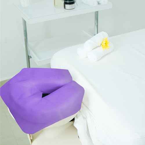 100 Pieces Disposable Face Cradle Covers Massage Headrest Covers for Massage Tables and Massage Chairs Beauty Spa Salon Bed, 12 x 15.5 Inches (Purple)