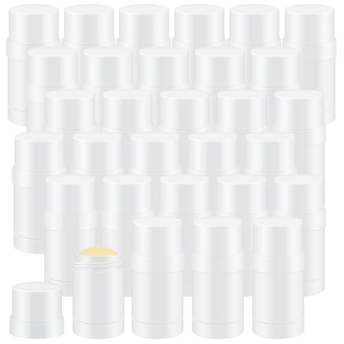 30 Pcs 30ml/1oz Empty Deodorant Containers Twist Up Filling Bottle Refillable Plastic Deodorant Holder Tube for Homemade Lipstick Sunscreen Balm Lotion Bar (White)