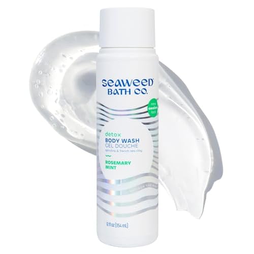 Seaweed Bath Co. Detox Body Wash - Rosemary Mint - Hydrating Foaming Cleanser with Refreshing Natural Ingredients - Vegan, Paraben and Sulfate Free Shower Gel for Women and Men - 12 oz