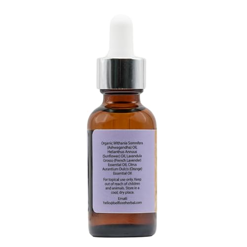 Ashwagandha 100% Pure Natural Organic Oil, Immune Support, Healthy Skin, Collagen Boosting Anti Wrinkle, Vegan non-GMO, 1 ounce
