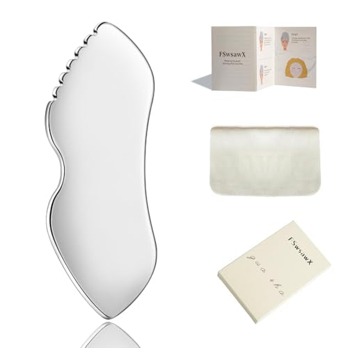 FSwsawX Stainless Steel Gua Sha Facial Tools, Face Comb & Massager Metal Gua sha Tool for Blood Circulation & Lymphatic Drainage, Body and Face Gua Sha Stone for Tighten Skin