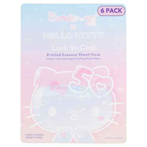 The Cr?me Shop x Hello Kitty Feel So Clear Printed Essence Sheet Mask, Clarifying and Hydrating Face Mask with Tea Tree and Hyaluronic Acid - 50th Year Anniversary Limited Edition - (Pack of 6)