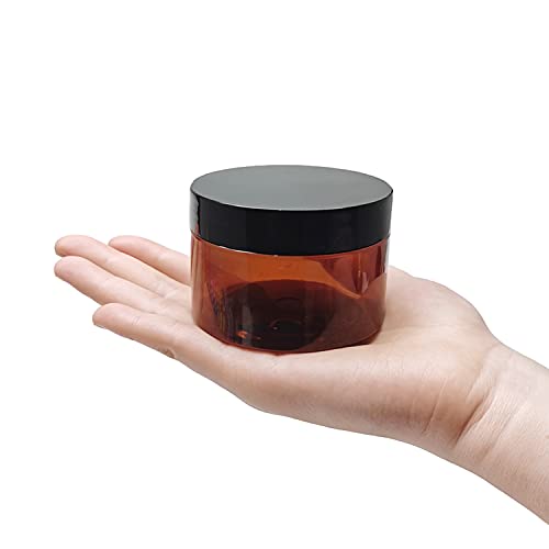 4 oz Amber Plastic Cosmetic Jars with Lids (6 Pack)