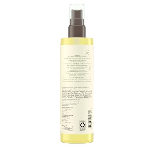 Aveeno Daily Moisturizing Body Oil Mist with Oat & Jojoba Oil for Dry Sensitive Skin,Nourishing Body Spray for Smoother Skin,Paraben-,Silicone- & Alcohol-Free,6.7 fl. oz,(Pack of 4)