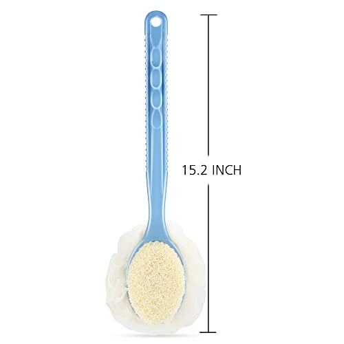 Shower Back Scrubber Brush with Loofah & Long Handle