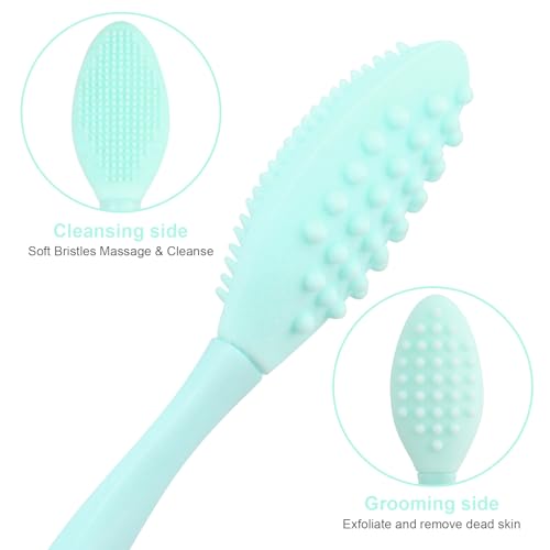 Double-Sided Silicone Lip Scrub Brush Set - Green, 2pcs for Smoother, Fuller Lips