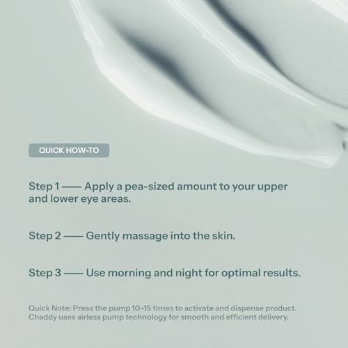 Chaddy Silky Eye Serum | Hydrating Under-Eye Cream for Dark Circles, Fine Lines, Wrinkles, Puffiness, and Bags ? Fragrance-Free Formula with Caffeine, Niacinamide, Peptides, and Antioxidants ? 15ml