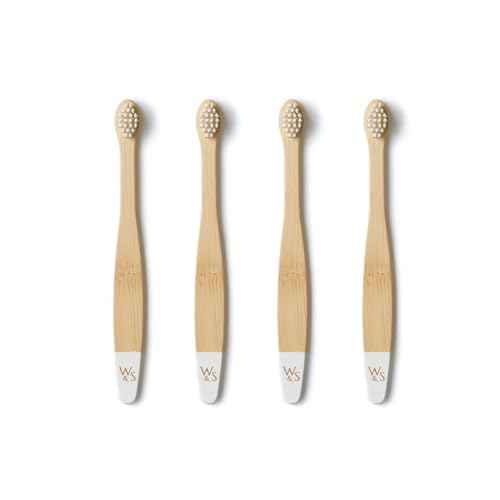 Wild & Stone Organic Baby Bamboo Toothbrushes | 4 Pack | Soft Bristles | 100% Compostable Handle | BPA Free | Vegan Baby Toothbrushes (White)