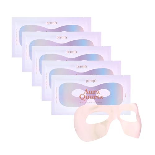 Petitfee Aura Quartz Hydrogel Eye Zone Mask 5ea (9g*5) - Lavender Mask for Entire Eye Area, Instant Cooling, Puffiness, Morning Quick Care, Rejuvenating Tired Skin, Brighter Complexion