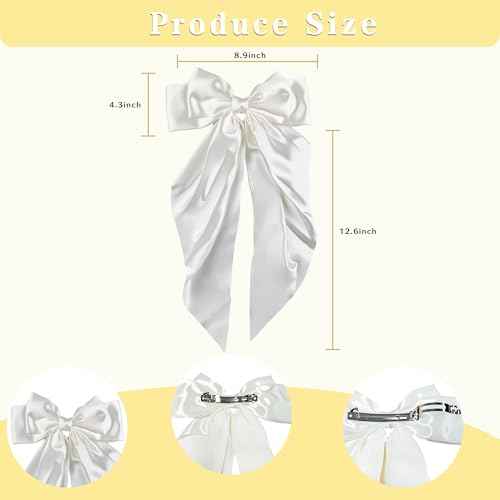 Stocking Stuffers for Women - 2 PCS White Black Hair Bows - Hair Accessories for Women Girls | Cute Clips Claws Barrettes for Mom - Christmas Birthday Valentines Day Gifts | Easter Basket Stuffers