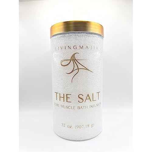 The Salt 32 oz - All-Natural Sore Muscle Bath Infusion with Epsom Salt, Essential Oils, Arnica & Hydrating Sweet Almond Oil | Ideal for Muscle Pain, Tension & Stress Relief.