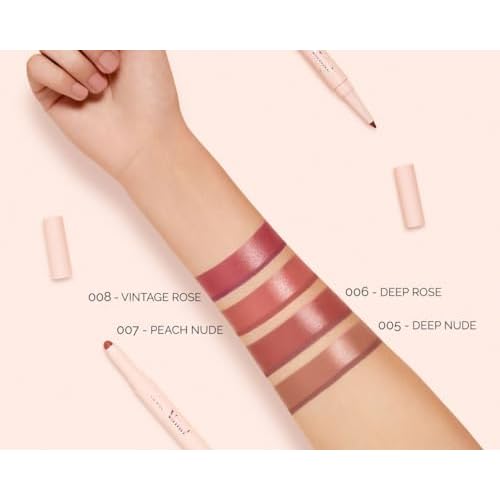 Pupa Milano Vamp! Creamy Duo, 008 Vintage Rose, 1 Pc - 2 in 1 Lipstick and Lip Pencil - Long Lasting - Lightweight - No-Transfer - Smooth Texture - Highly Pigmented