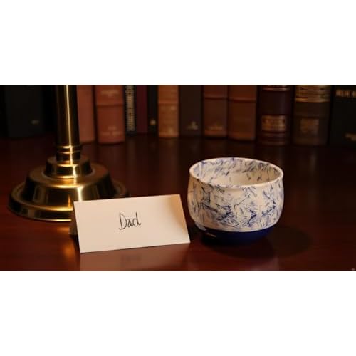 ETROVES Ceramic Shaving Bowl | Scuttle Leather Bowl for Men, Easy Leather Soap Bowl, 4 Inch, White Blue