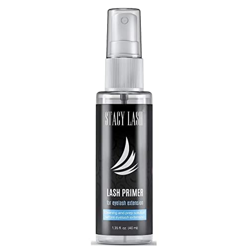 Sensitive Eyelash Extension Glue 10ml & Extra Bonder 15ml & Primer/Cleanser 40ml - Stacy Lash/Black Adhesive 5-6Sec Drying Time/Low Fume/Sealer/Protein Oil Remover/Professional Supplies