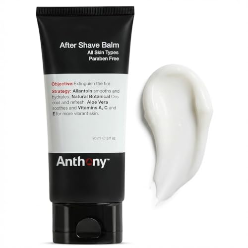 Anthony After Shave Balm for Men, Cooling & Hydrating Lotion with Vitamins A, C & E, Aloe Vera & Botanical Extracts, 3 fl oz, Aftershave Soothes, Moisturizes & Nourishes Skin, Reduces Razor Burn
