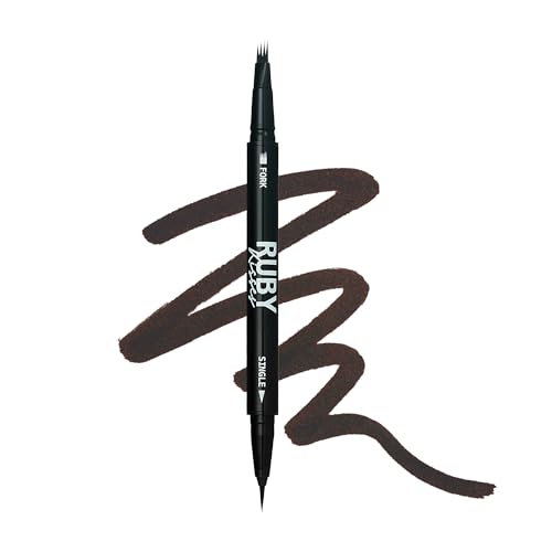 Ruby Kisses Microblading Eyebrow Pencil Waterproof Dual-Ended Brow Pen for Natural Hair-Like Strokes (Black Brown)