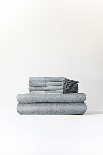 Twin 4 Piece Sheet Set - Breathable & Cooling Bed Sheets - Hotel Luxury Bed Sheets for Women, Men, Kids & Teens - Bedding w/ Deep Pockets & Easy Fit - Soft & Wrinkle Free - Twin Heathered Blue Sheets