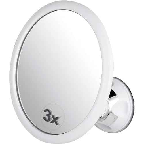 MIRRORVANA 3X Magnifying Round Shower Mirror for Fogless Shaving with Strong and Sticky Suction Cup, Shatterproof Surface and 360¡Æ Swivel - 6.7" Diameter