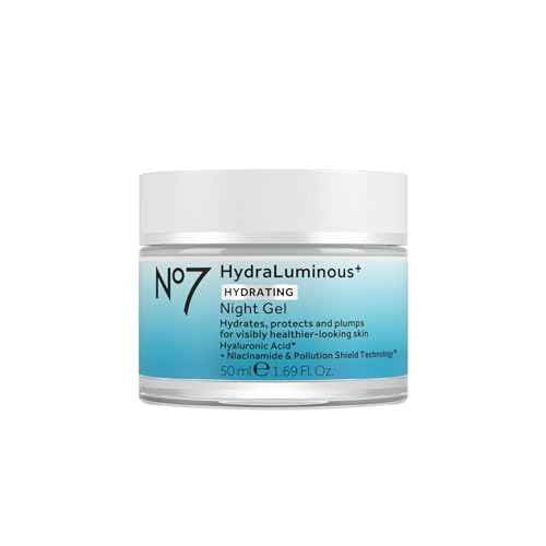 No7 HydraLuminous+ Hydrating Night Gel Moisturizer - Hyaluronic Acid and Vitamin B3 Niacinamide Face Moisturizer to Hydrate, Protect & Refresh Skin - Supports Skin Barrier Repair (1.69 Fl Oz)