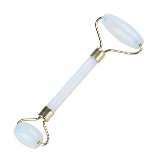 1Pcs Natural Jade Double-head Beauty Roller Anti-Aging Face Roller Eye Neck Massager Slimming Tool Tool(Light Blue)