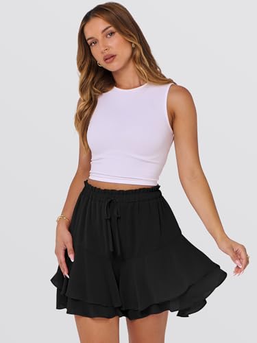 Caracilia Women's Boho Floral Ruffle Skorts - Casual Summer Mini