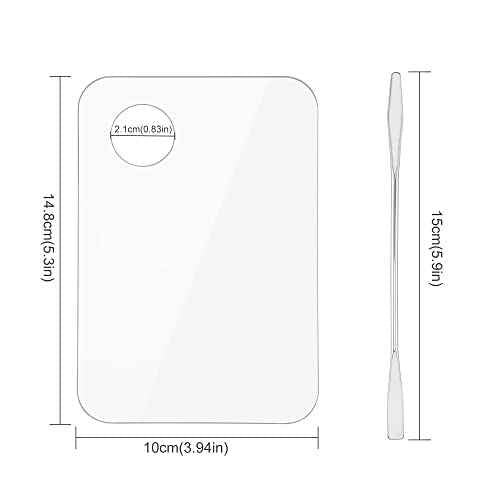 Acrylic Cosmetic Makeup Palette, Makeup Mixing Tray with Makeup Spatula Metal Mirror for Beauty Salon Color Cream Liquid Foundation Mixing Palette (2 Pcs Transparent palettes)