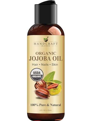 Handcraft Blends USDA Organic Jojoba Oil 4 fl. oz - 100% Pure & Natural Jojoba Oil for Skin, Face and Hair - Deeply Moisturizing Anti-Aging Jojoba Oil for Men and Women