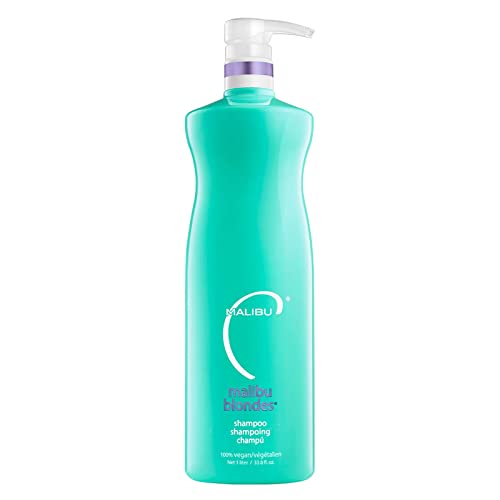 Malibu C Blondes Enhancing Shampoo - Sulfate-Free Purple Shampoo for Blondes - Helps Preserve Highlights & Remove Brassiness - Moisturizing & Revitalizing Hair Care