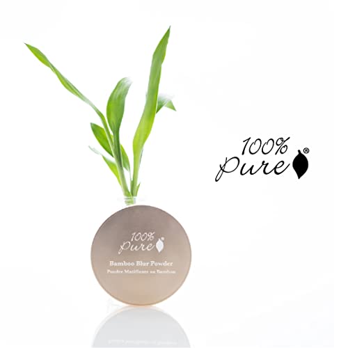 100% PURE Bamboo Blur Powder Tinted Setting Mattifying Face Makeup, Oil Absorbing Pore Minimizing Light Finish - Long Lasting, Vegan, Fruit Pigmented Tan Color (Tan Shade w/Warm Undertones) - 0.2 Oz