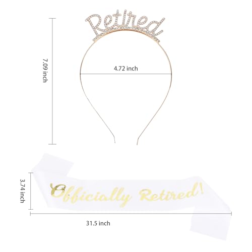 Semato Retirement Gift for Woman White Retirement Sash & Retired Tiara Kit Happy Retirement Party Decorations Best Retirement Gifts