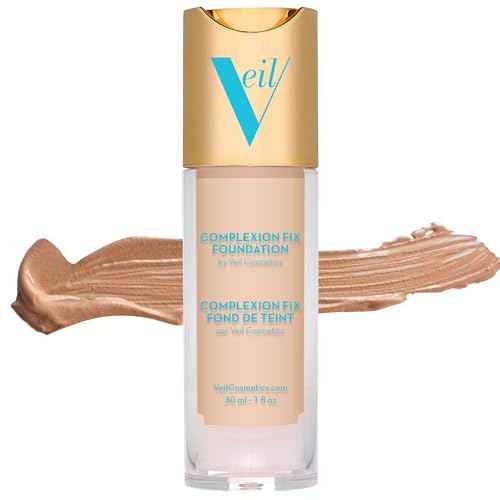 Veil Cosmetics Complexion Fix Liquid Foundation ? Buildable Coverage ? Water-Resistant, Hypoallergenic, Oil-Free, Cruelty-Free & Vegan ? Lightweight & Brightening ? Long Lasting (2N Light Neutral)