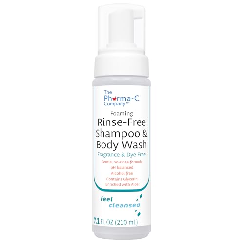 Pharma-C Foaming Rinse Free Shampoo & Body Wash [6 pack] - Waterless - Hospital Tested Gentle No-Rinse Formula Leaves Hair & Body Fresh & Clean (Fragrance & Dye Free)