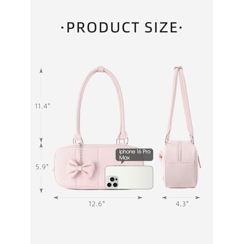 WESTBRONCO Puffer Shoulder Bag for Women Quilted Handbags, Puffy Cosmetic Makeup Bag Organizer with Cute Ornament